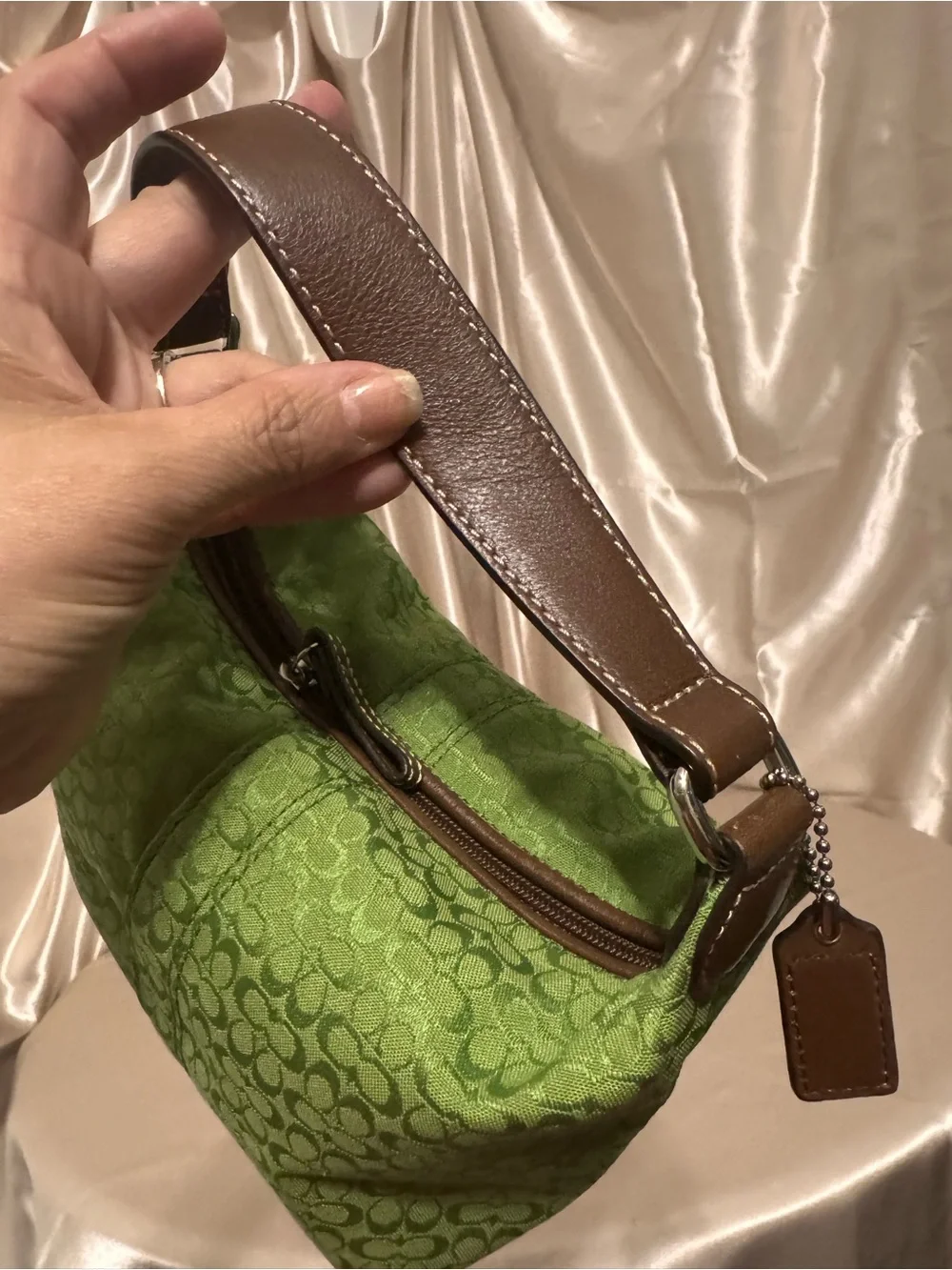 Coach Soho mini Vibrant Green Signature Jacquard Shoulder Bag